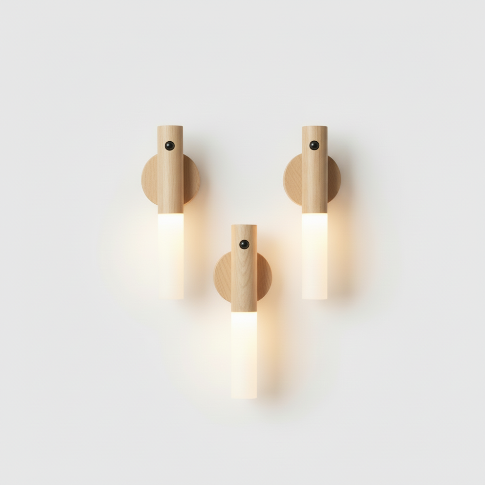 Magnetic Wood Night Light – Motion Sensor, USB Rechargeable